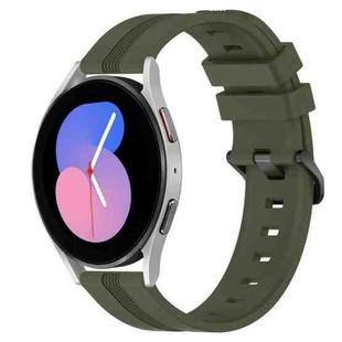 For Samsung Galaxy Watch5 40mm 20mm Concave Striped Slicone Watch Band(Army Green)