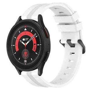 For Samsung Galaxy Watch5 Pro 45mm 20mm Concave Striped Slicone Watch Band(White)