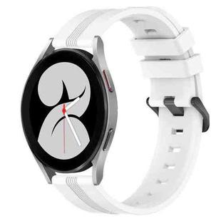 For Samsung Galaxy Watch4 40mm 20mm Concave Striped Slicone Watch Band(White)