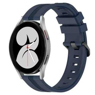 For Samsung Galaxy Watch4 40mm 20mm Concave Striped Slicone Watch Band(Navy Blue)