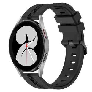 For Samsung Galaxy Watch4 40mm 20mm Concave Striped Slicone Watch Band(Black)