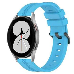 For Samsung Galaxy Watch4 40mm 20mm Concave Striped Slicone Watch Band(Sky Blue)