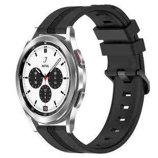 For Samsung  Galaxy Watch 4 Classic 42mm 20mm Concave Striped Slicone Watch Band(Black)