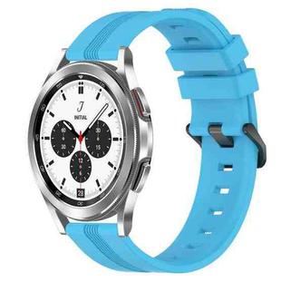 For Samsung  Galaxy Watch 4 Classic 42mm 20mm Concave Striped Slicone Watch Band(Sky Blue)