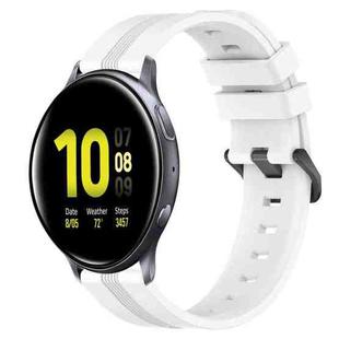 For Samsung Galaxy Watch Active 2 44mm 20mm Concave Striped Slicone Watch Band(White)