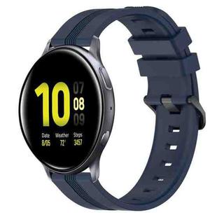 For Samsung Galaxy Watch Active 2 44mm 20mm Concave Striped Slicone Watch Band(Navy Blue)