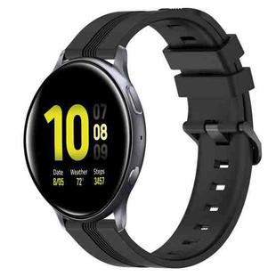 For Samsung Galaxy Watch Active 2 44mm 20mm Concave Striped Slicone Watch Band(Black)
