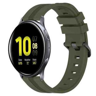 For Samsung Galaxy Watch Active 2 44mm 20mm Concave Striped Slicone Watch Band(Army Green)