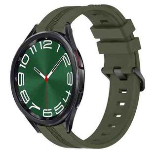 For Samsung Galaxy Watch 6 Classic 47mm 20mm Concave Striped Slicone Watch Band(Armygreen)