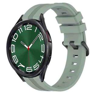 For Samsung Galaxy Watch 6 Classic 43mm 20mm Concave Striped Slicone Watch Band(Grayish Green)