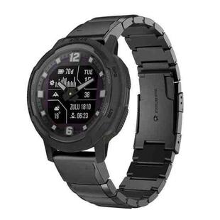 For Garmin Instinct Crossover 22mm Tortoise Shell Stainless Steel Watch Band(Black)
