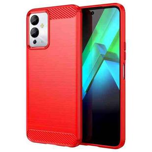 For Infinix Note 12i Brushed Texture Carbon Fiber TPU Phone Case(Red)