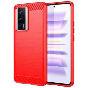 For Xiaomi Redmi K60 Brushed Texture Carbon Fiber TPU Phone Case(Red)