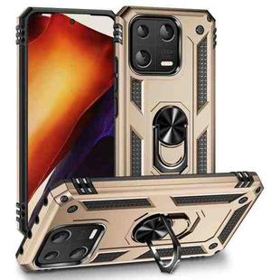 For Xiaomi 13 Shockproof TPU + PC Phone Case with Holder(Gold)