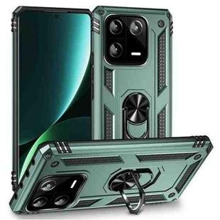 For Xiaomi 13 Pro Shockproof TPU + PC Phone Case with Holder(Dark Green)