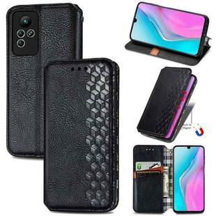 For infinix Note 11 Cubic Grid Pressed Magnetic Leather Phone Case(Black)