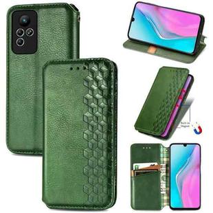 For infinix Note 11 Cubic Grid Pressed Magnetic Leather Phone Case(Green)