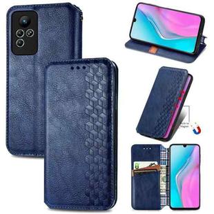For infinix Note 11 Cubic Grid Pressed Magnetic Leather Phone Case(Blue)