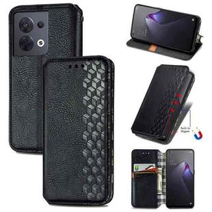 For OPPO Reno8 Cubic Grid Pressed Magnetic Leather Phone Case(Black)