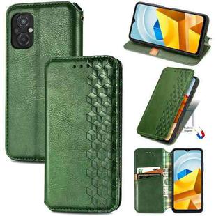 For Xiaomi Poco M5 Cubic Grid Pressed Magnetic Leather Phone Case(Green)