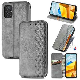 For Xiaomi Poco M5 Cubic Grid Pressed Magnetic Leather Phone Case(Gray)