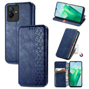 For vivo T2X 5G Cubic Grid Pressed Magnetic Leather Phone Case(Blue)