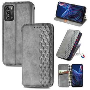 For ZTE Blade A72 4G Cubic Grid Pressed Magnetic Leather Phone Case(Gray)