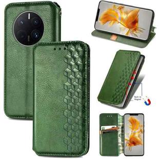 For Huawei Mate 50 Pro Cubic Grid Pressed Magnetic Leather Phone Case(Green)