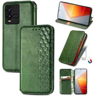 For vivo iQOO 10 Cubic Grid Pressed Magnetic Leather Phone Case(Green)