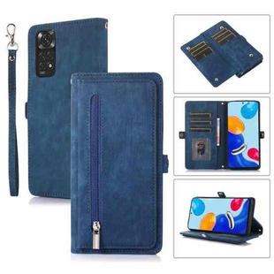 For Xiaomi 12T / 12T Pro / Redmi K50 Ultra Zipper Card Slot Buckle Wallet Leather Phone Case(Blue)