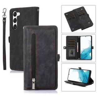 For Samsung Galaxy S23 5G Zipper Card Slot Buckle Wallet Leather Phone Case(Black)