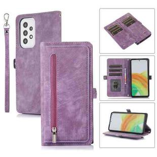 For Samsung Galaxy A23 Zipper Card Slot Buckle Wallet Leather Phone Case(Purple)