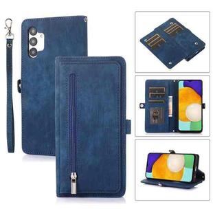 For Samsung Galaxy A13 4G / 5G Zipper Card Slot Buckle Wallet Leather Phone Case(Blue)