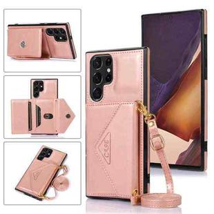 For Samsung Galaxy S23 Ultra 5G Cross-body Wallet Card Bag Leather Phone Case(Rose Gold)