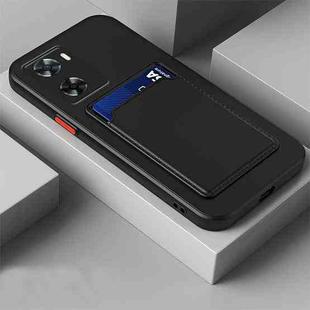 For vivo Y02s Skin Feel Card TPU Contrast Color Button Phone Case(Black)