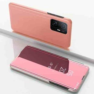 For Xiaomi Redmi Note 11T Pro 5G / Poco X4 GT Plated Mirror Horizontal Flip Leather Case with Holder(Rose Gold)