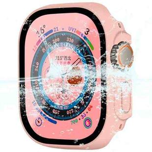 For Apple Watch Ultra 49mm ENKAY Hat-Prince Waterproof Full Coverage PC Frame + 9H Tempered Glass Case(Pink)