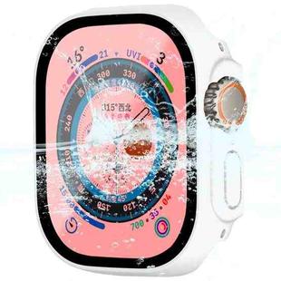 For Apple Watch Ultra 49mm ENKAY Hat-Prince Waterproof Full Coverage PC Frame + 9H Tempered Glass Case(White)