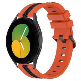 For Samsung Galaxy Watch5 44mm 20mm Vertical Two-Color Silicone Watch Band(Orange+Black)