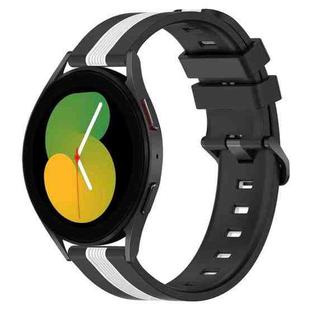 For Samsung Galaxy Watch5 44mm 20mm Vertical Two-Color Silicone Watch Band(Black+White)