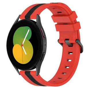 For Samsung Galaxy Watch5 44mm 20mm Vertical Two-Color Silicone Watch Band(Red+Black)
