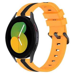 For Samsung Galaxy Watch5 40mm 20mm Vertical Two-Color Silicone Watch Band(Yellow+Black)