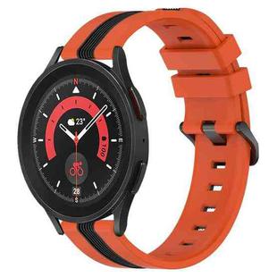 For Samsung Galaxy Watch5 Pro 45mm 20mm Vertical Two-Color Silicone Watch Band(Orange+Black)