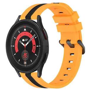 For Samsung Galaxy Watch5 Pro 45mm 20mm Vertical Two-Color Silicone Watch Band(Yellow+Black)