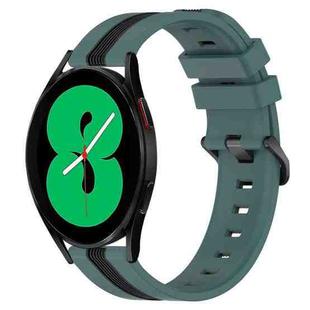 For Samsung Galaxy Watch4 44mm 20mm Vertical Two-Color Silicone Watch Band(Green+Black)
