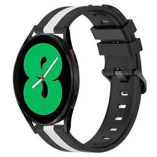 For Samsung Galaxy Watch4 44mm 20mm Vertical Two-Color Silicone Watch Band(Black+White)