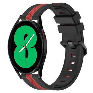 For Samsung Galaxy Watch4 44mm 20mm Vertical Two-Color Silicone Watch Band(Black+Red)