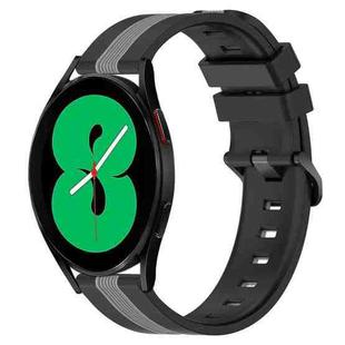 For Samsung Galaxy Watch4 44mm 20mm Vertical Two-Color Silicone Watch Band(Black+Grey)