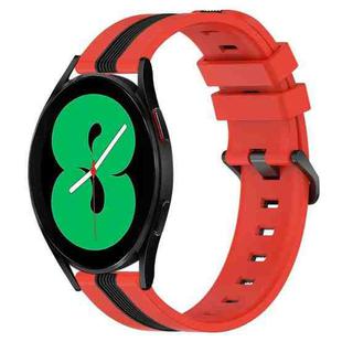 For Samsung Galaxy Watch4 44mm 20mm Vertical Two-Color Silicone Watch Band(Red+Black)