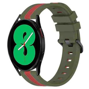 For Samsung Galaxy Watch4 44mm 20mm Vertical Two-Color Silicone Watch Band(Army Green+Red)